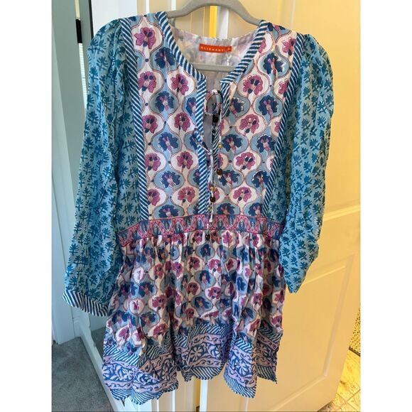 NWT Oliphant tie front balloon sleeve mini dress , Small $288 - Picture 2 of 6